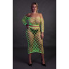 Ouch! Glow Bustier et Robe Filet Épaules dénudées Vert Fluo